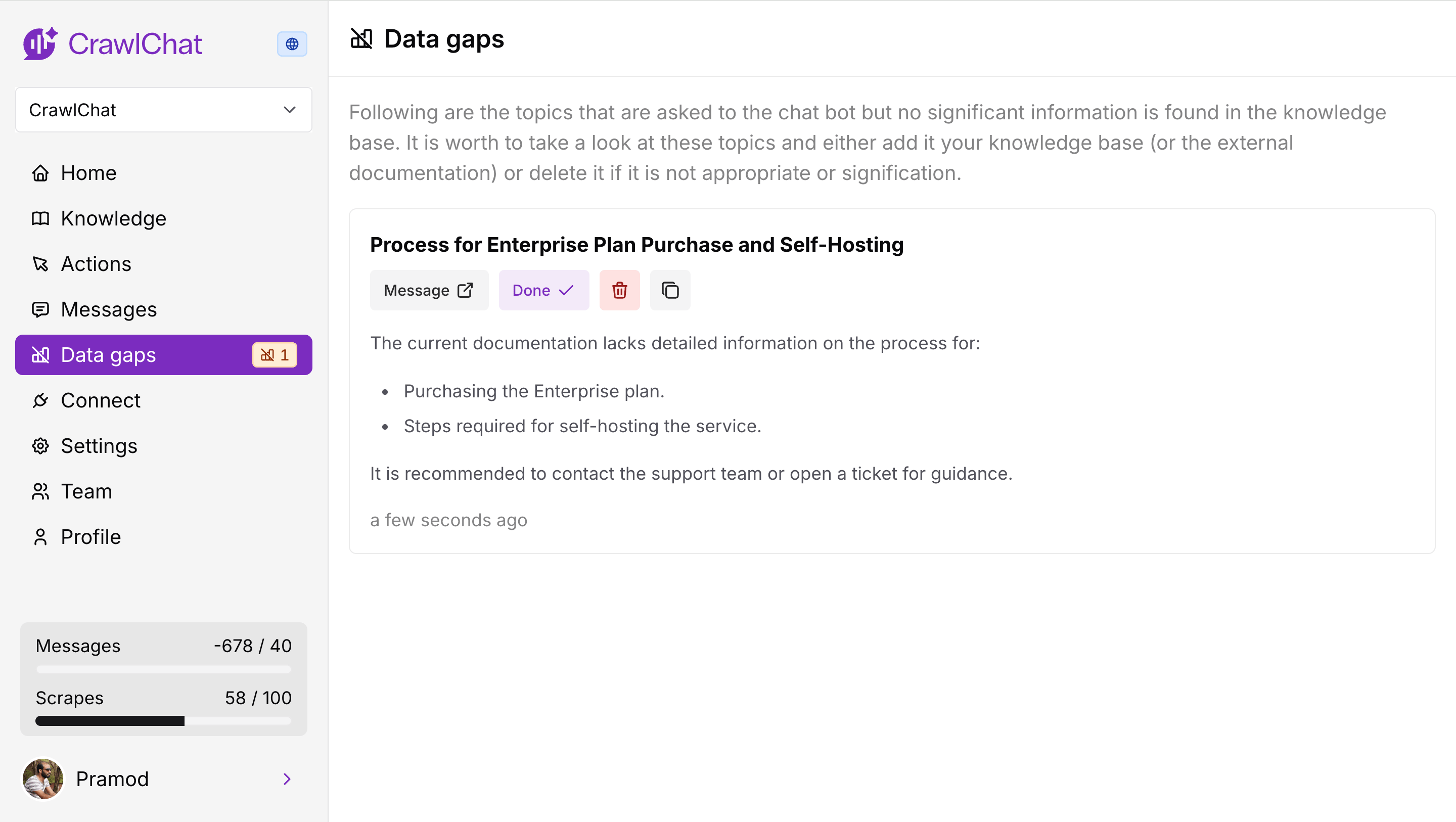 Data gaps